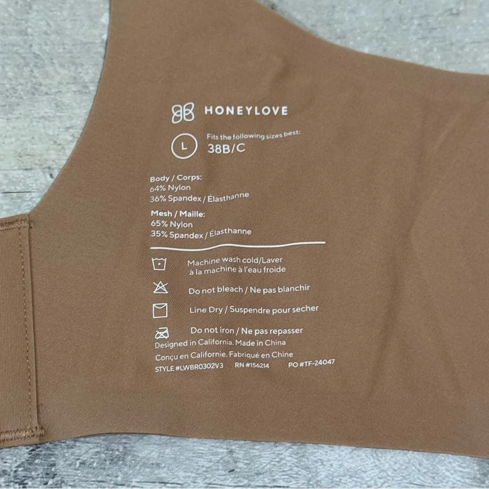 HONEYLOVE CROSSOVER WIRELESS BRA - SAND - SIZE - LARGE